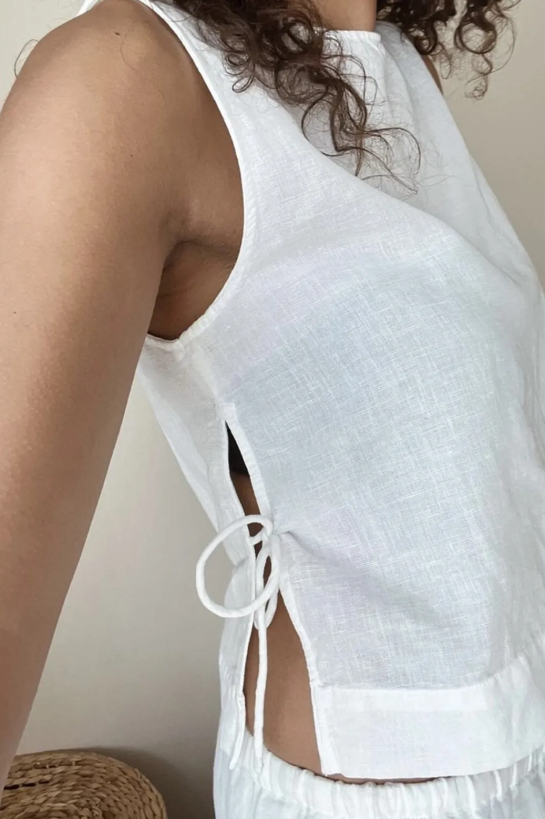 Neo Noir Svetlana Linen Top White