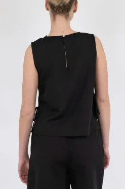 Neo Noir Svetlana Linen Top Black