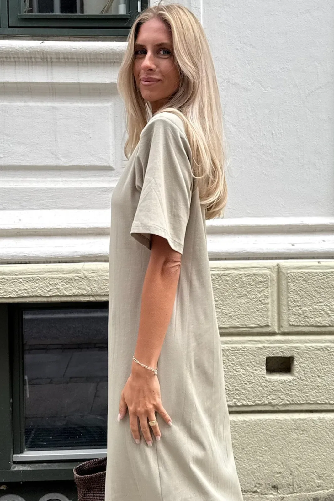 Online BYIC Theaic Tshirt Dress A23942 Khaki