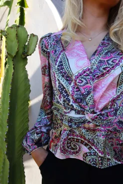 Outlet Liberte Tiki Ls Twist Blouse 22120 Pink Scarf