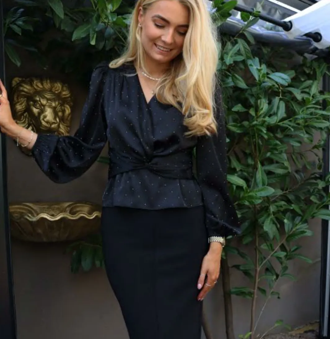 Discount Liberte Tiki Ls Twist Blouse 22120 Black Diamond