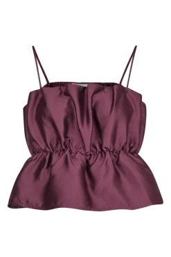Neo Noir Tipton Dull Satin Top Burgundy