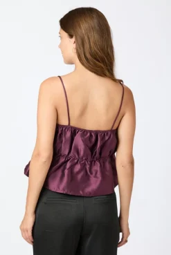 Neo Noir Tipton Dull Satin Top Burgundy