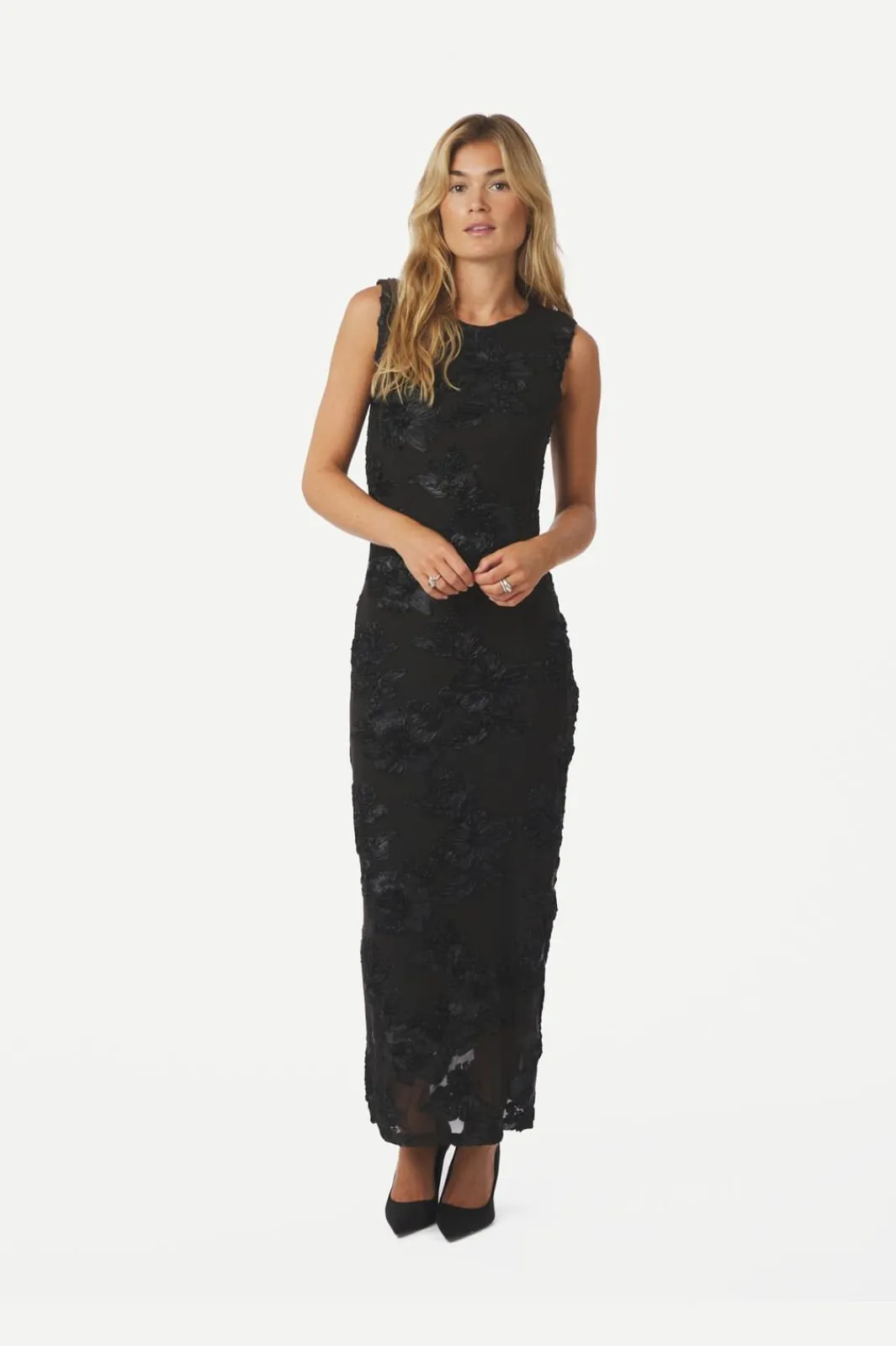 Outlet Neo Noir Tiranna Big Flower Mesh Dress 166824 100