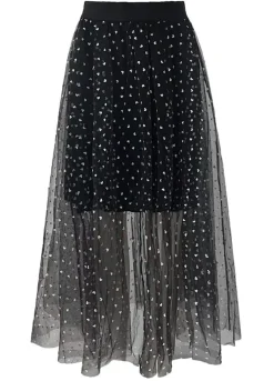 Liberte Tulle Heart Skirt 22098 Black Small Silver Hearts
