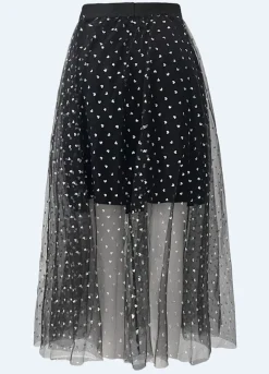 Liberte Tulle Heart Skirt 22098 Black Small Silver Hearts
