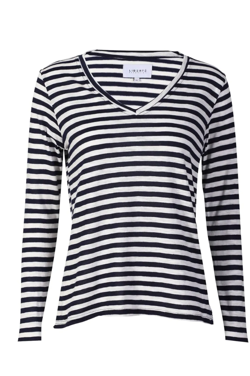 Online Liberte Ulla-Ls-Vneck-Stripe-Tshirt 22160 Navy White Stripe