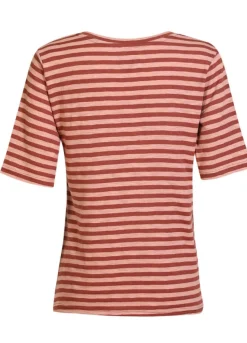 Clearance Liberte Ulla-Ss-Vneck-Stripe-Tshirt 21674 Rose Dark Rose Stripe
