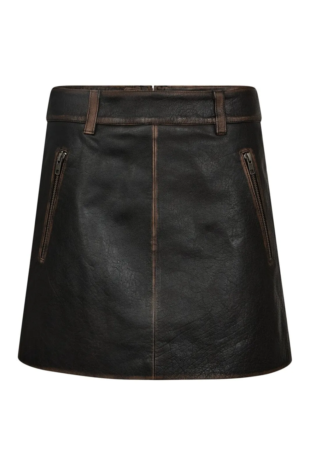 New Haute L'Amitié Used Leather Crop Skirt HL10362 Mocca