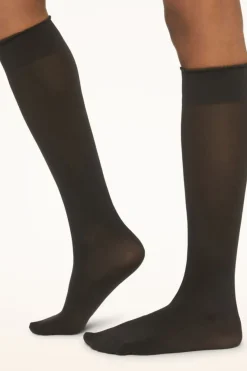 Hot Wolford Velvet De Luxe 50 Knee-highs 7212 Nearly Black