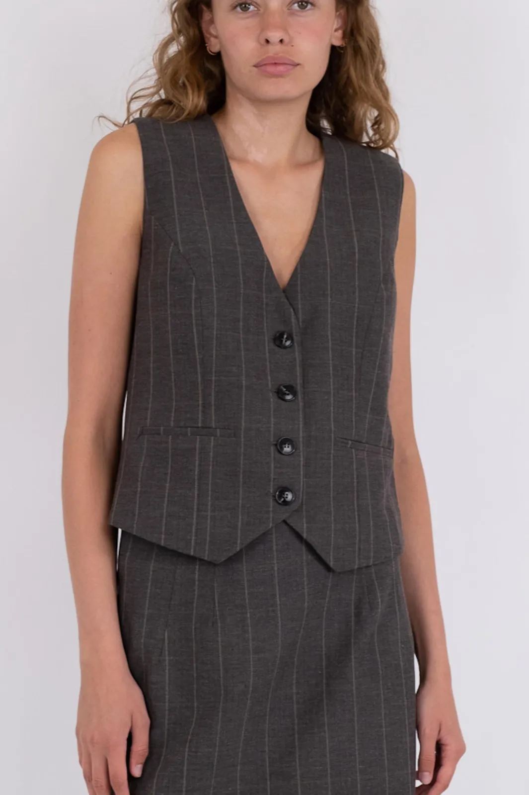 Discount Neo Noir Vendetta Soft Check Vest Dark Grey