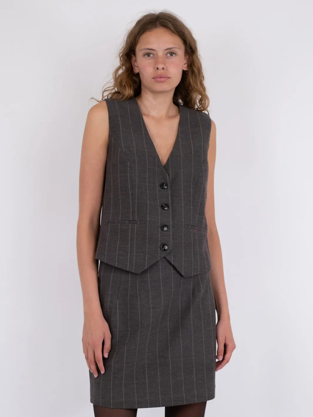 Discount Neo Noir Vendetta Soft Check Vest Dark Grey