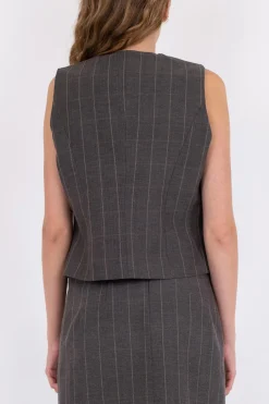 Discount Neo Noir Vendetta Soft Check Vest Dark Grey