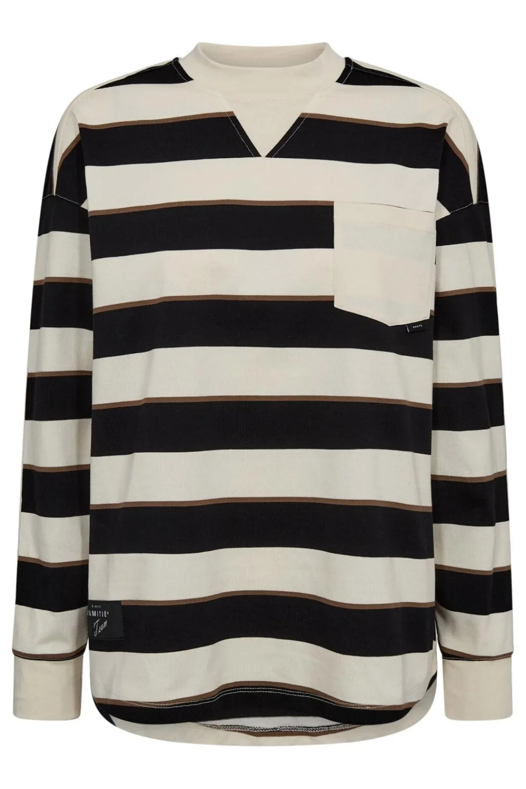 Hot Haute L'Amitié Veronica Stripe Tee Sweat HL10295 Offwhite Black