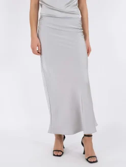 Neo Noir Vicky Heavy Sateen Skirt Silver