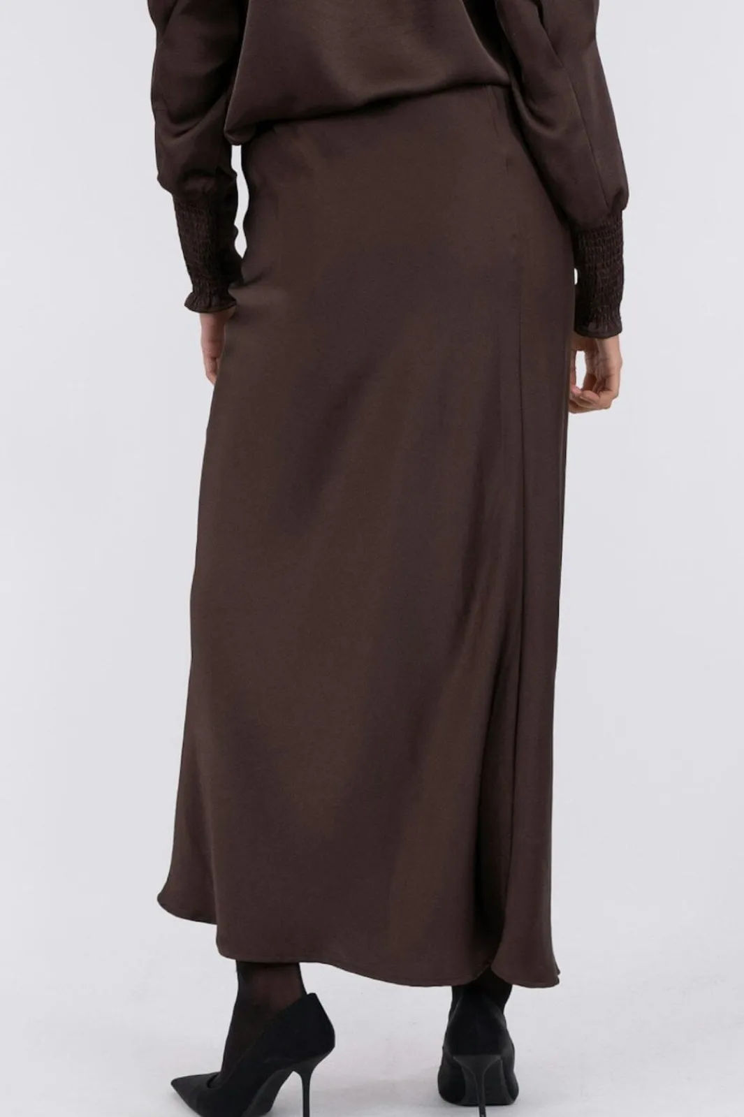 Discount Neo Noir Vicky Heavy Sateen Skirt 159588 Dark Brown