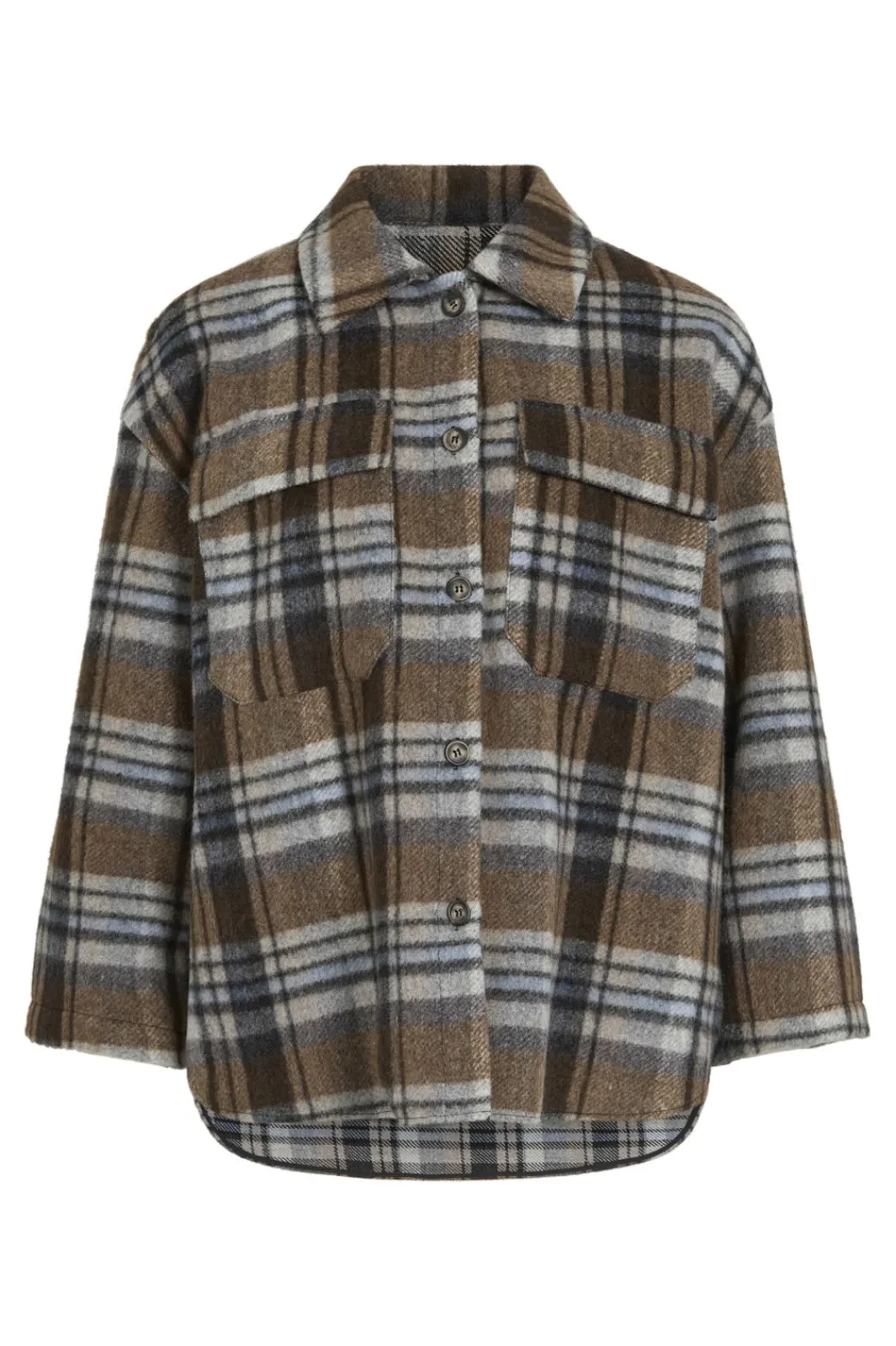 Hot Vila Viemie L/S Checked Shacket 5098983 Nuthatch Coffee Bean/Blue
