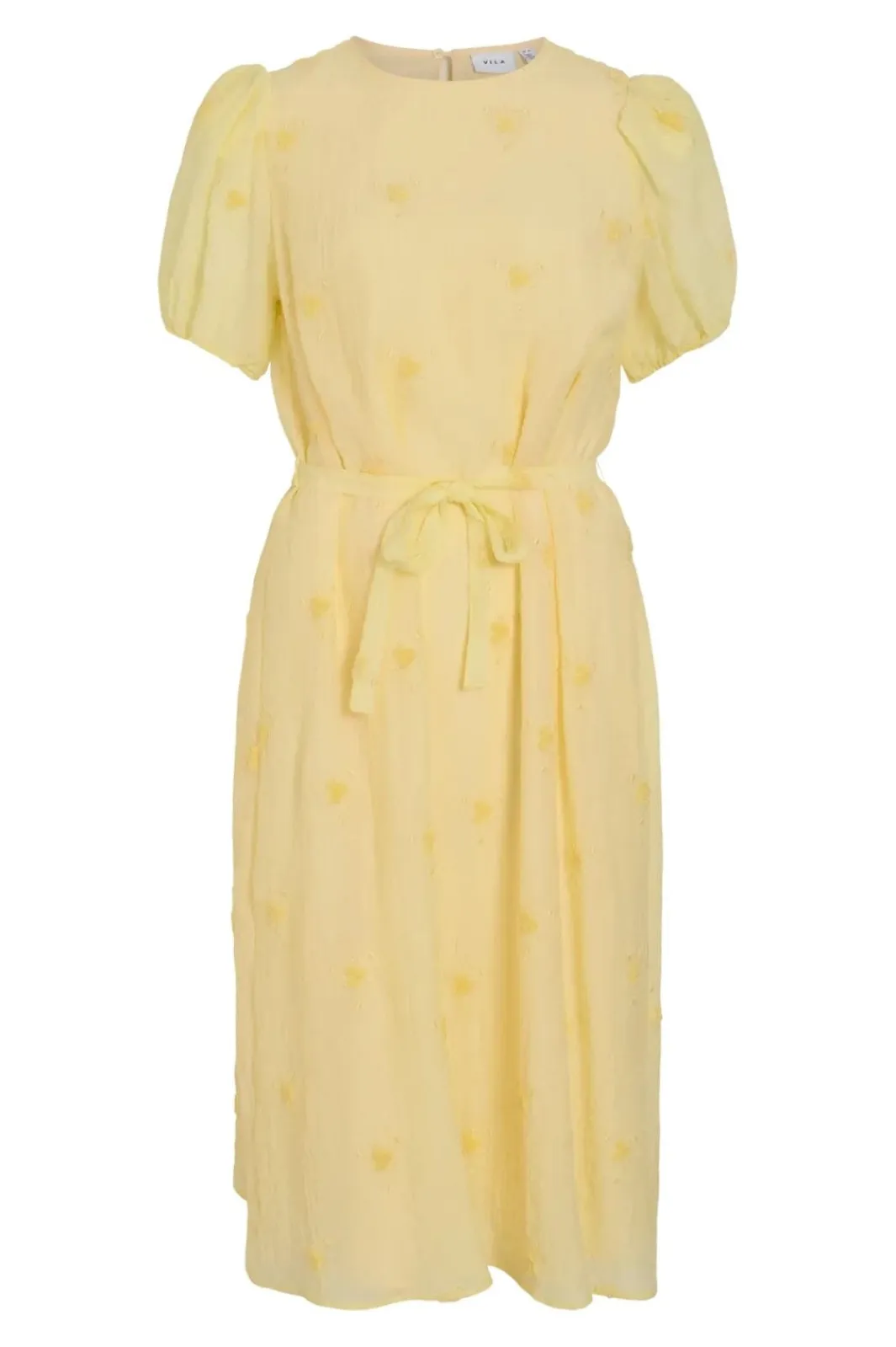 Online Vila Vihilma 2/4 Midi Dress 4904943 Pale Banana Embroidery