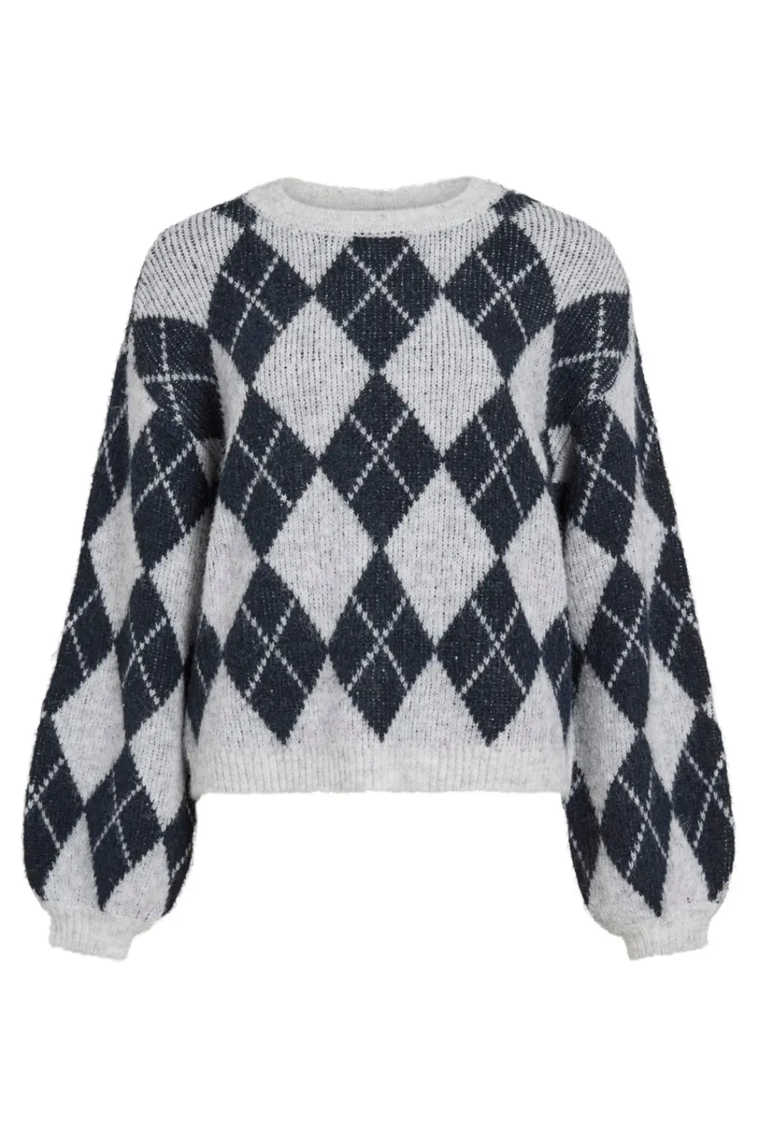 Outlet Vila Vikarley L/S Knit Pullover 5102174 Light Grey Melange Navy Blazer
