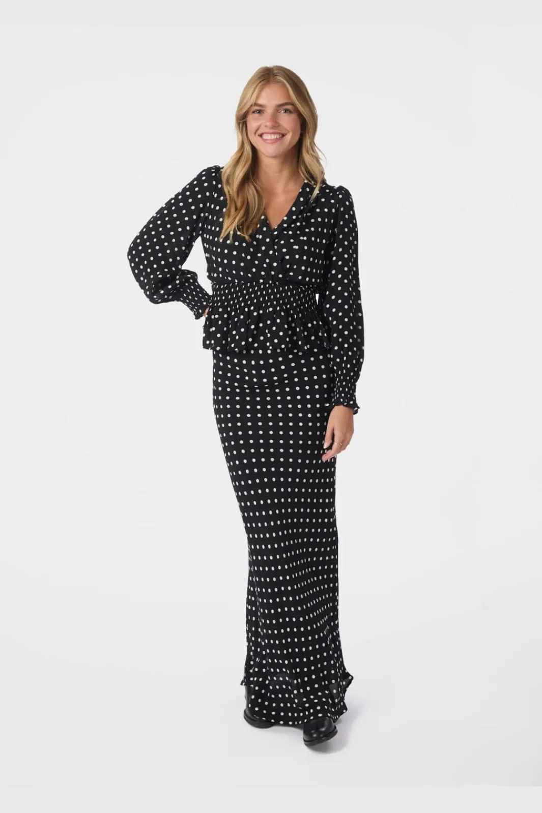 Clearance Neo Noir Viso Crepe Dot Skirt 167940 100