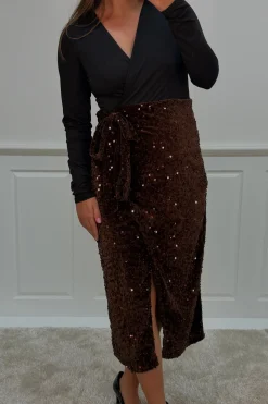 Online A-bee Viviana dress Dark Brown