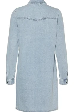 Sale Vero Moda Vmjennie Ls Short Denim Dress Mix 4524290 Light Blue Denim