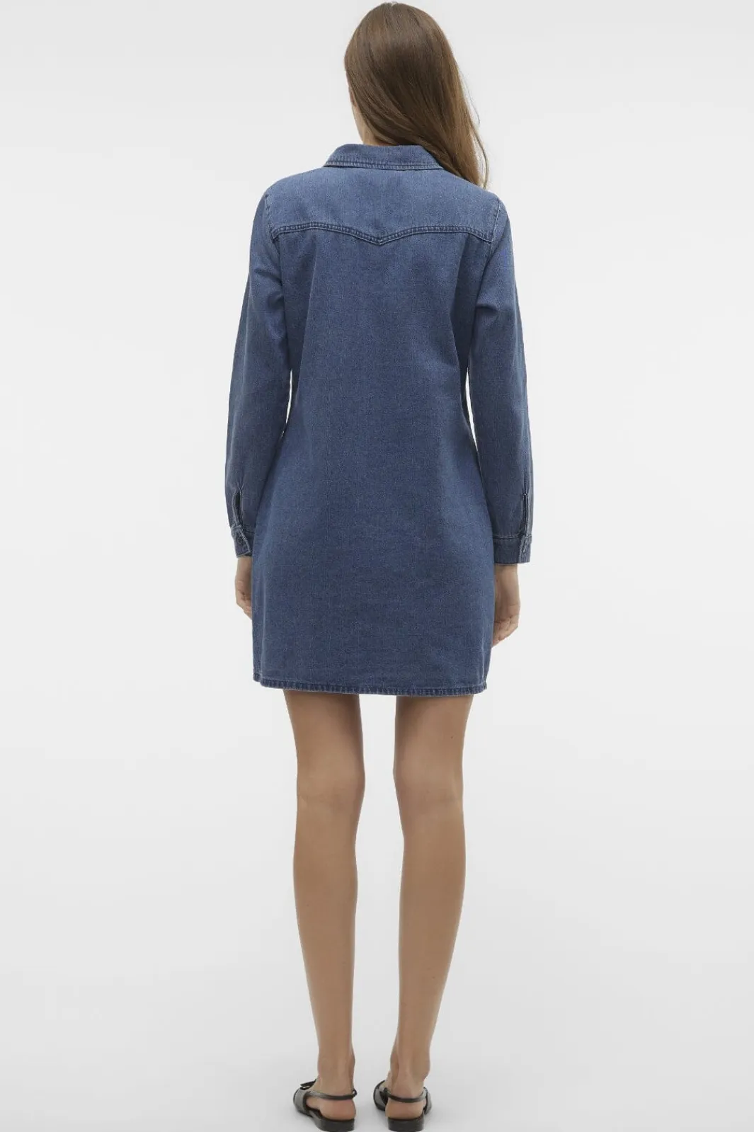 Outlet Vero Moda Vmjennie Ls Short Denim Dress Mix 4536351 Medium Blue Denim