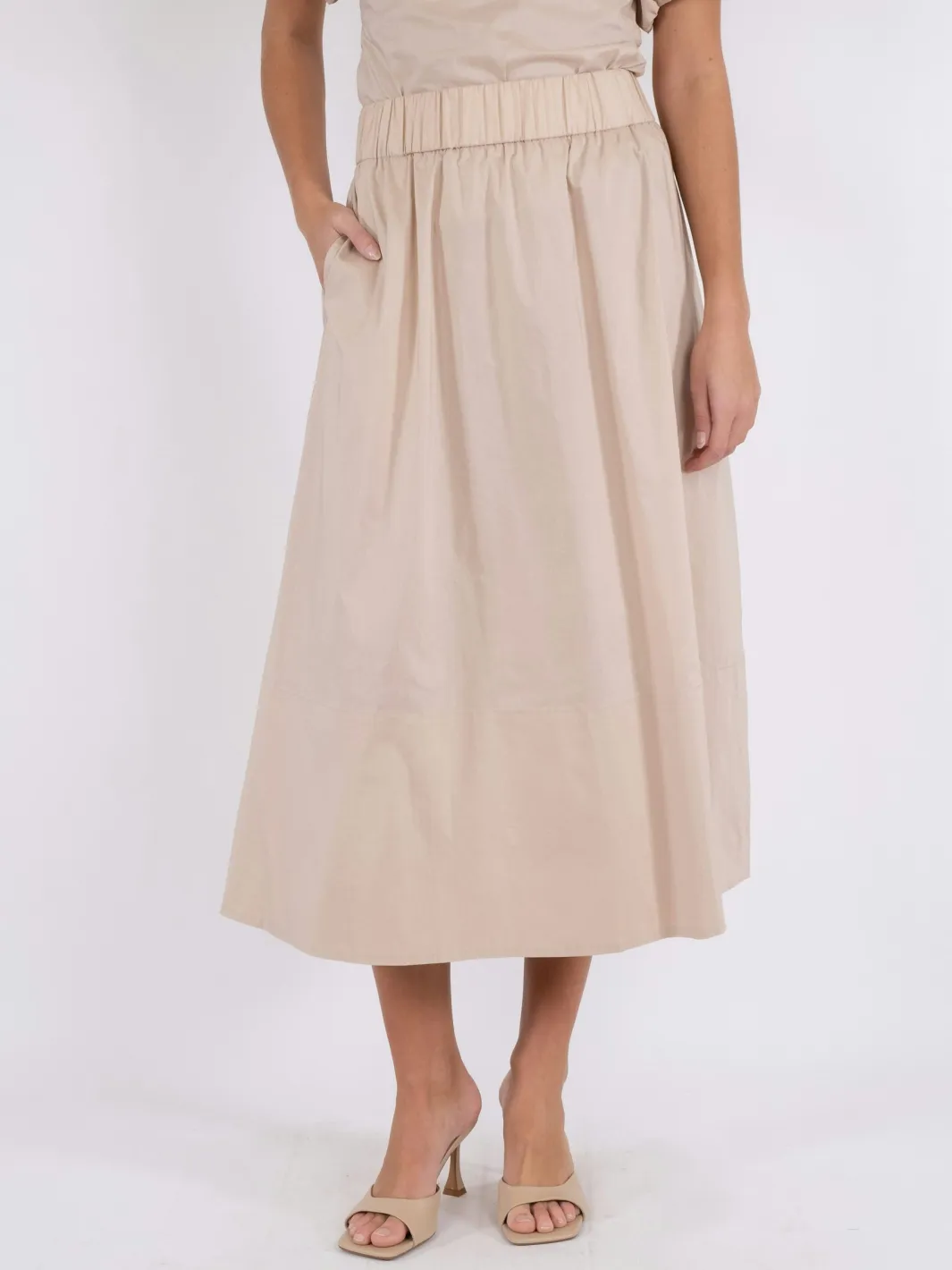 Outlet Neo Noir Yara Poplin Skirt Dark Sand