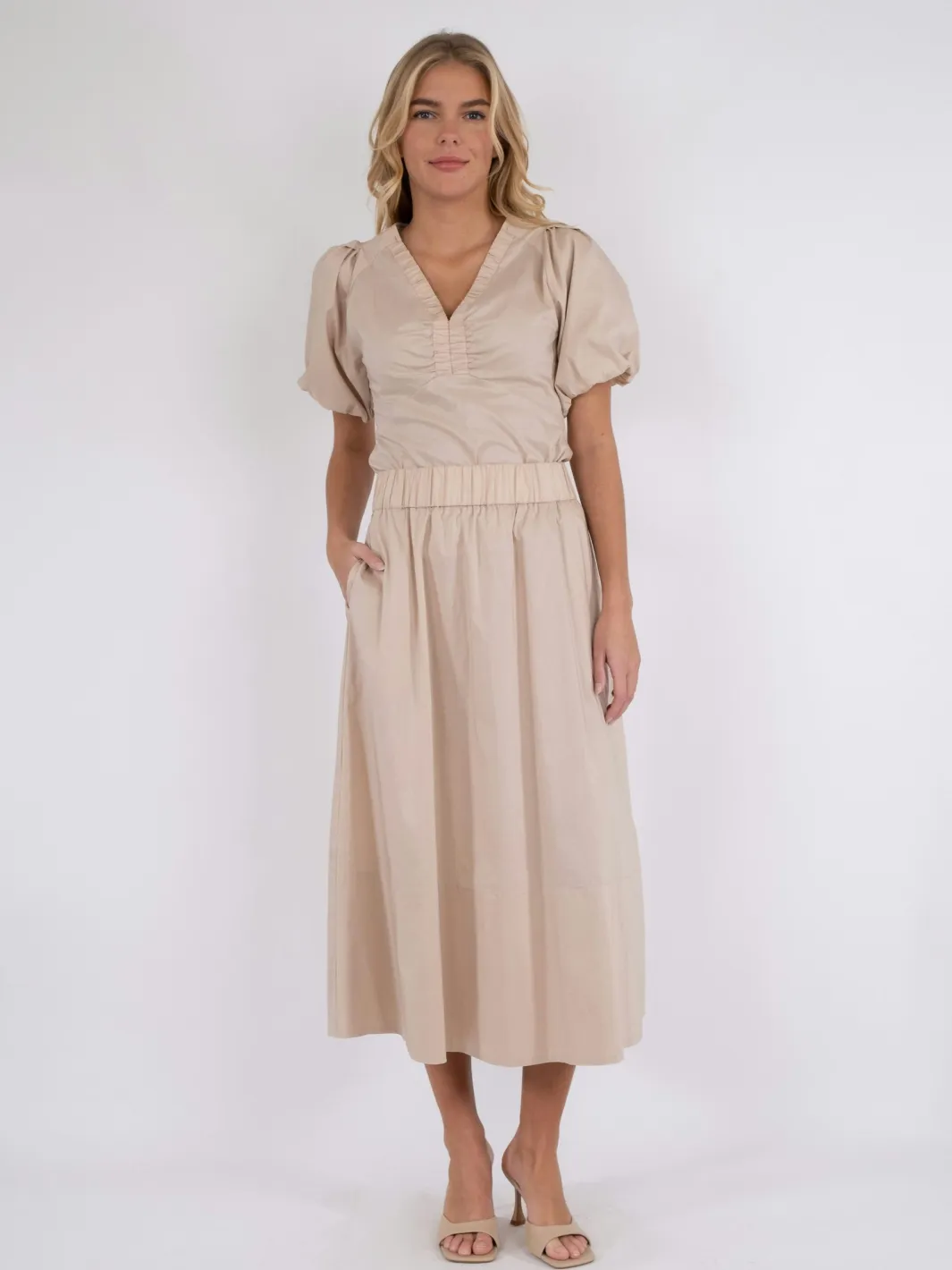 Outlet Neo Noir Yara Poplin Skirt Dark Sand