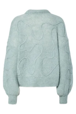 New YAS brida Ls Wool Blend Knit Pullover 4858446 Silver Blue Silver Metallic