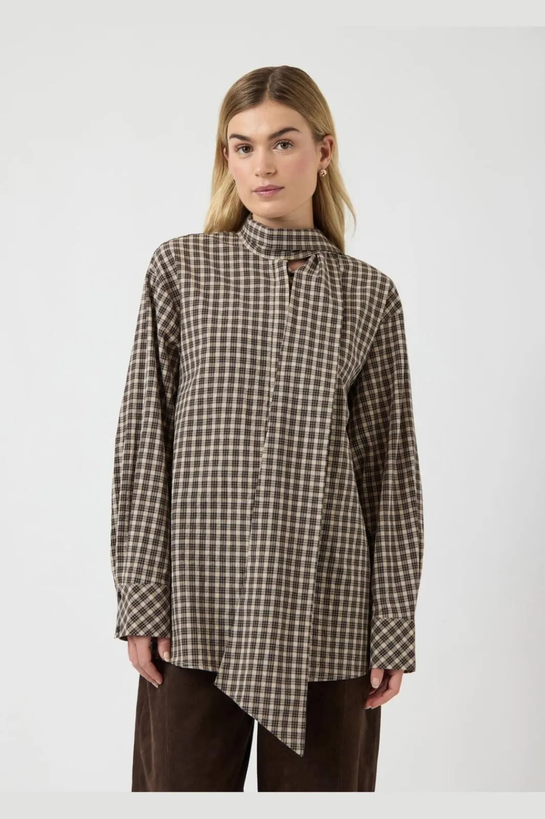 Best YAS carlina Ls Long Shirt 5108963 Chocolate Brown W. Checks