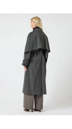 New YAS cicco Ls Long Coat 4887412 Dark Grey Melange W. Black