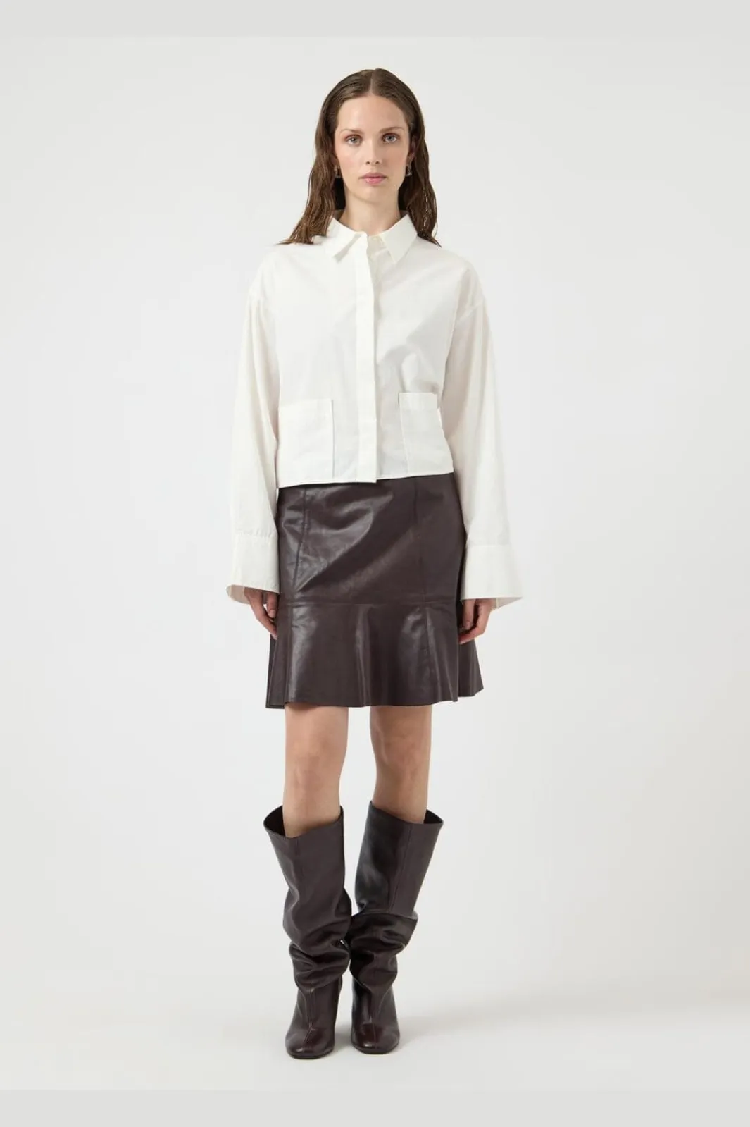 New YAS colly Naplon Leather Skirt 5091002 Chocolate Brown