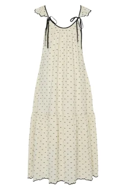 Clearance YAS dobby Sl Ankle Dress 4693522 Gardenia Black Dobby Dots