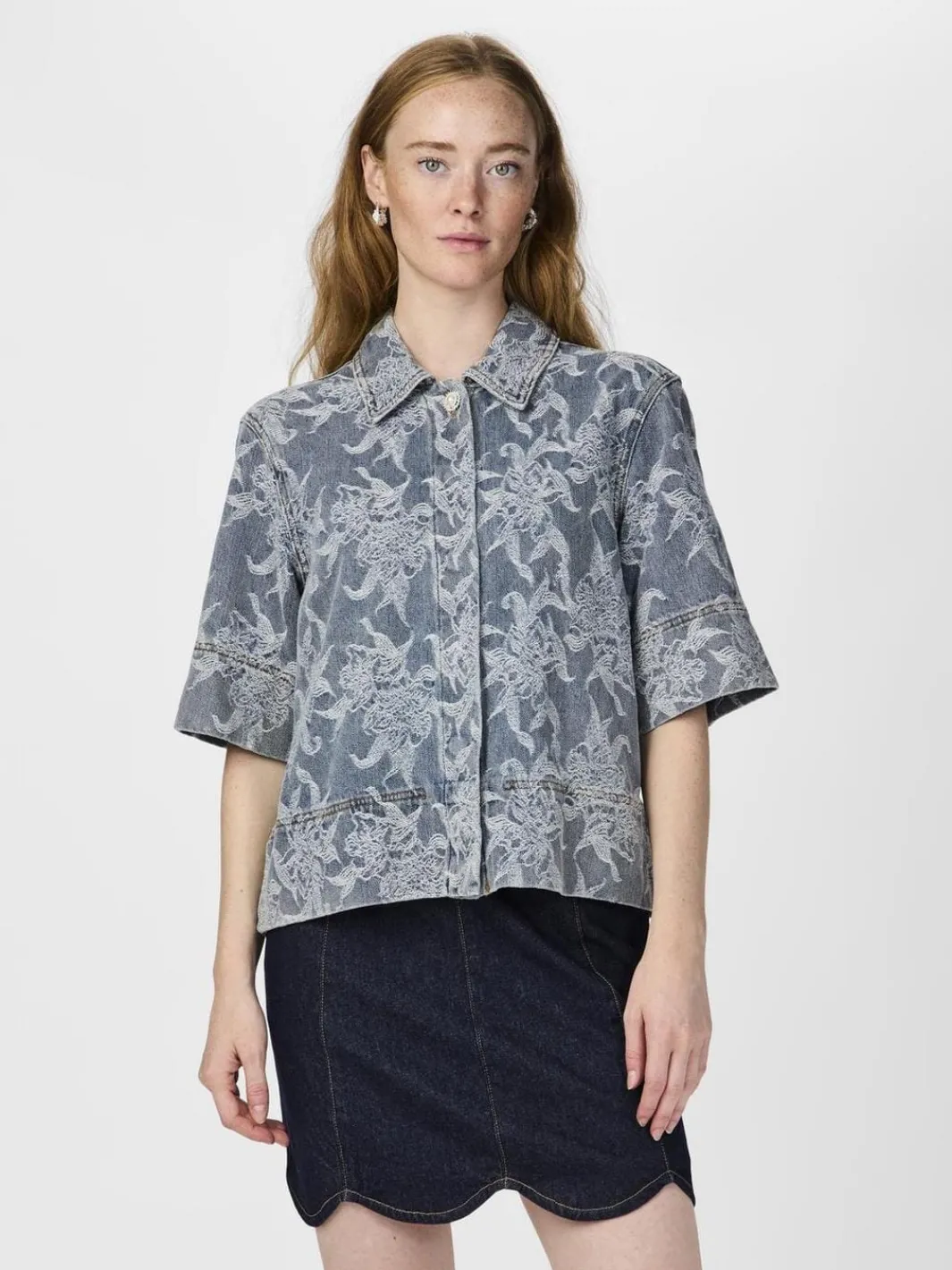 YAS flamera 2/4 Denim Shirt 4680586 Light Blue