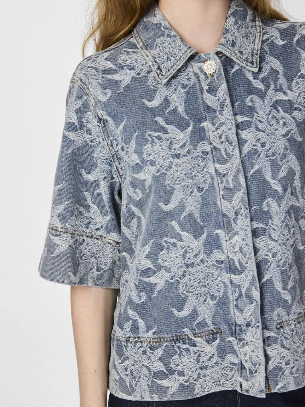 YAS flamera 2/4 Denim Shirt 4680586 Light Blue