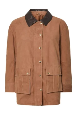 Clearance YAS kaia Ls Suede Leather Jacket 5001695 Nuthatch