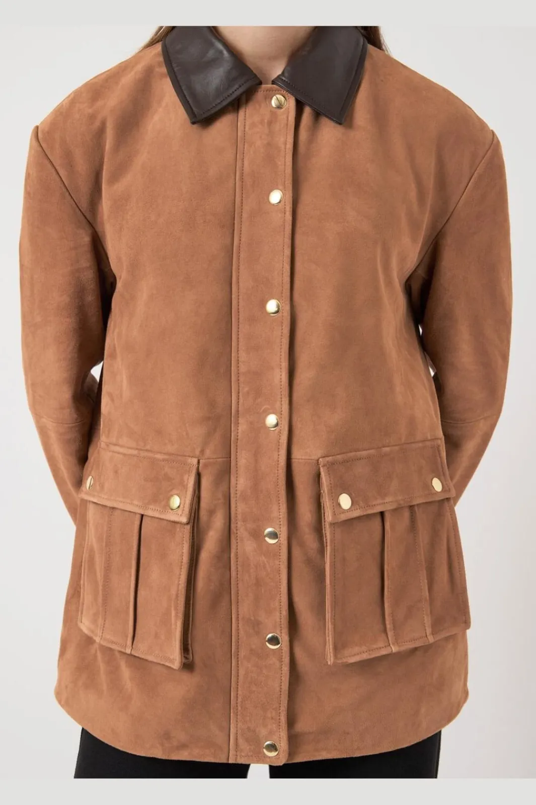 Clearance YAS kaia Ls Suede Leather Jacket 5001695 Nuthatch
