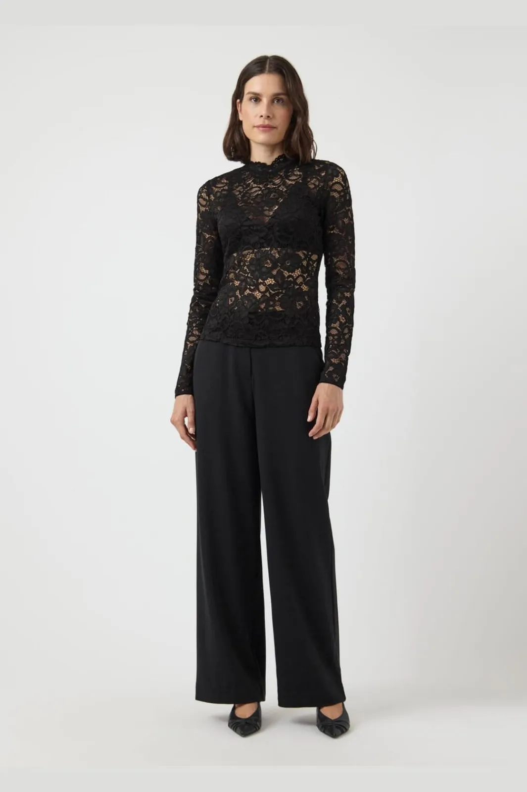 Online YAS lacey Ls Lace Top 4961142 Black