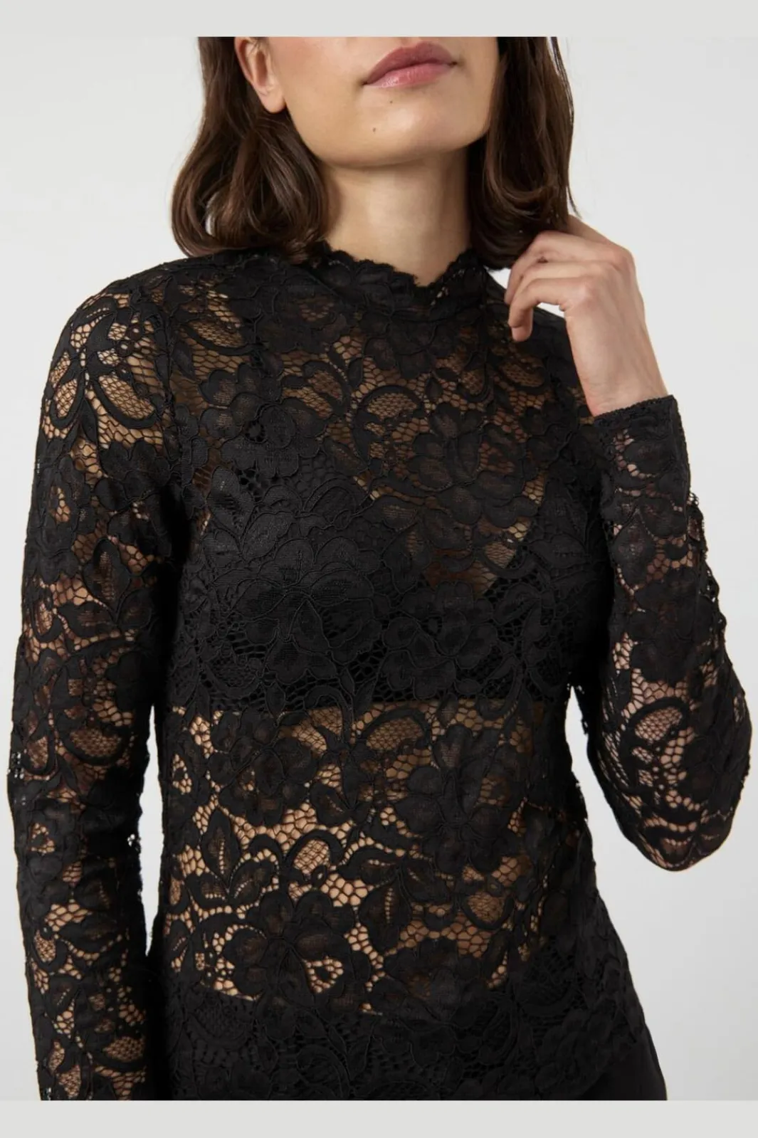 Online YAS lacey Ls Lace Top 4961142 Black