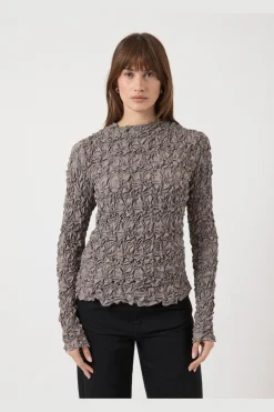 Discount YAS mera Ls Top 4966181 Taupe Gray