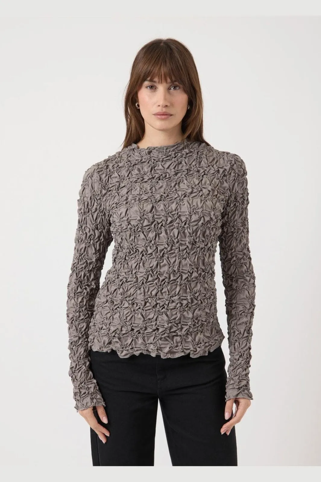 Discount YAS mera Ls Top 4966181 Taupe Gray