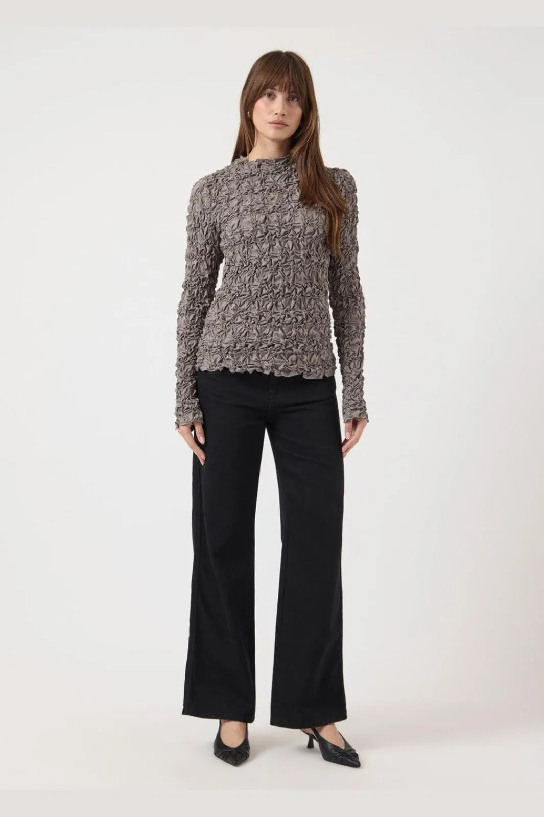Discount YAS mera Ls Top 4966181 Taupe Gray