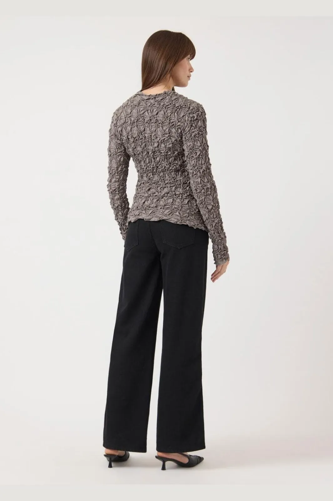Discount YAS mera Ls Top 4966181 Taupe Gray