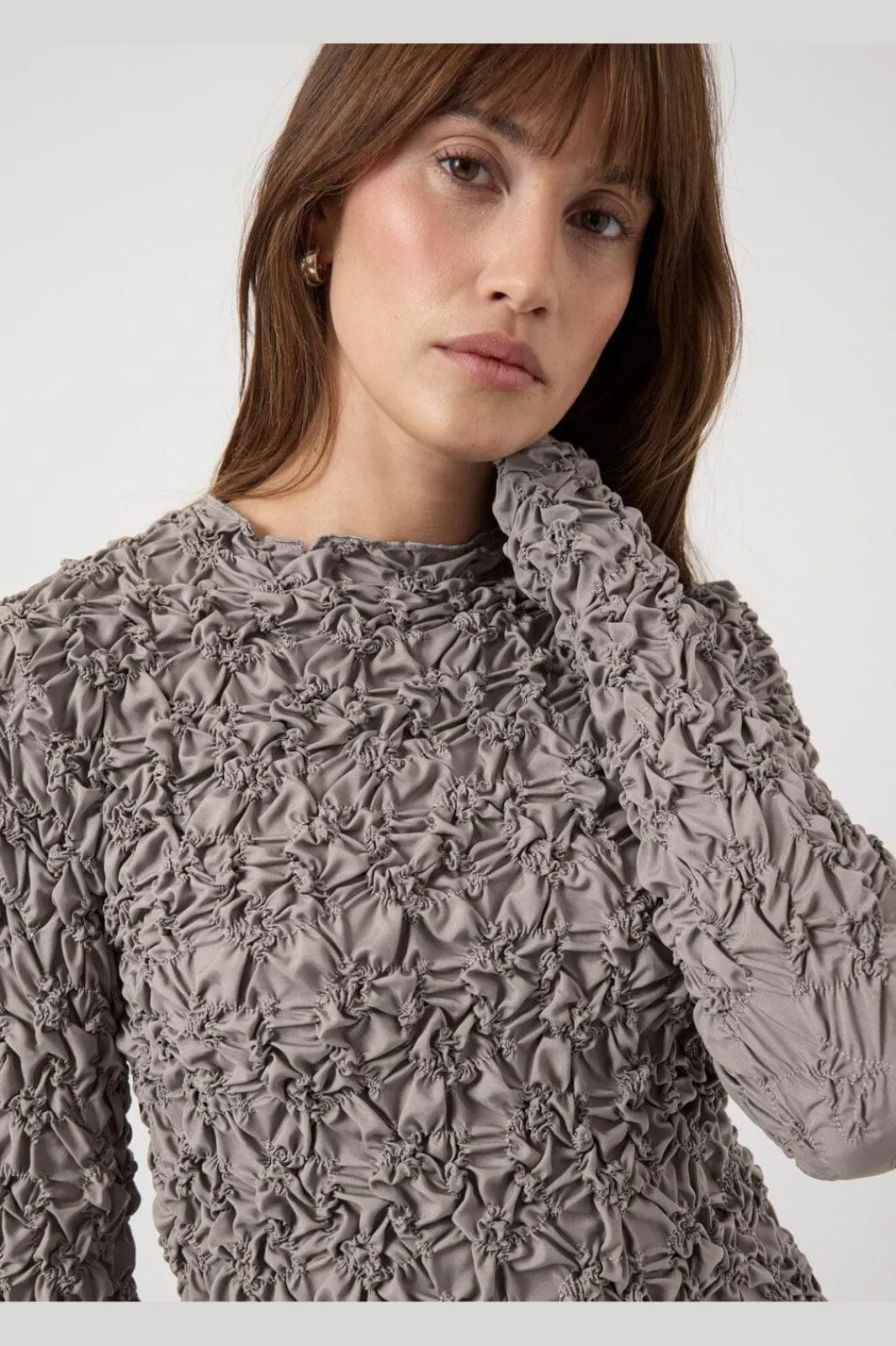 Discount YAS mera Ls Top 4966181 Taupe Gray
