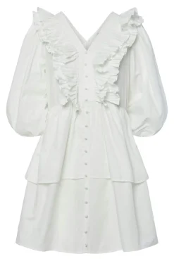 YAS runa 3/4 Ruffle Dress 4881765 Star White