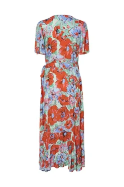 Hot YAS sirima Ss Wrap Long Dress 4778124 Cherry Tomato Sirima Aop