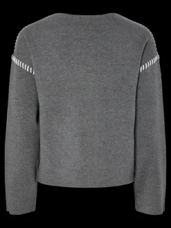 New YAS stitcha Ls Knit Pullover 4841745 Medium Grey Melange Birch Stitches